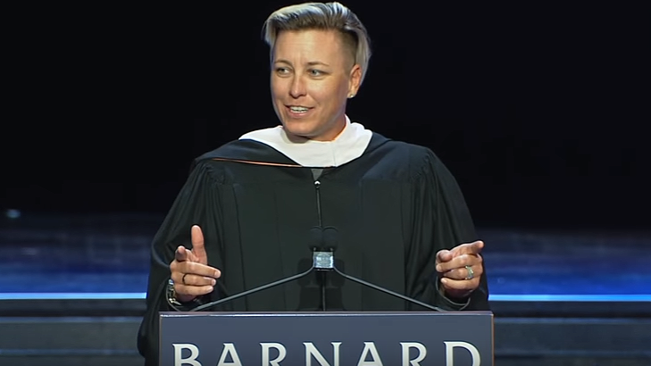 Abby giving the 2018 commencement speech at Barnard College.